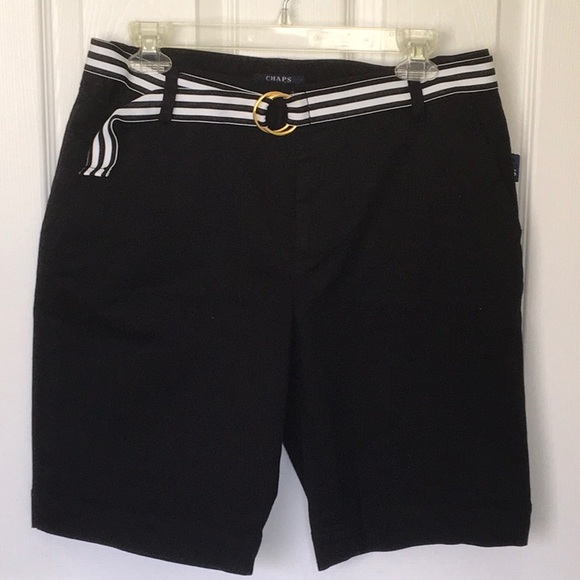 Chaps Pants - NEW Chaps black shorts with belt SZ 8